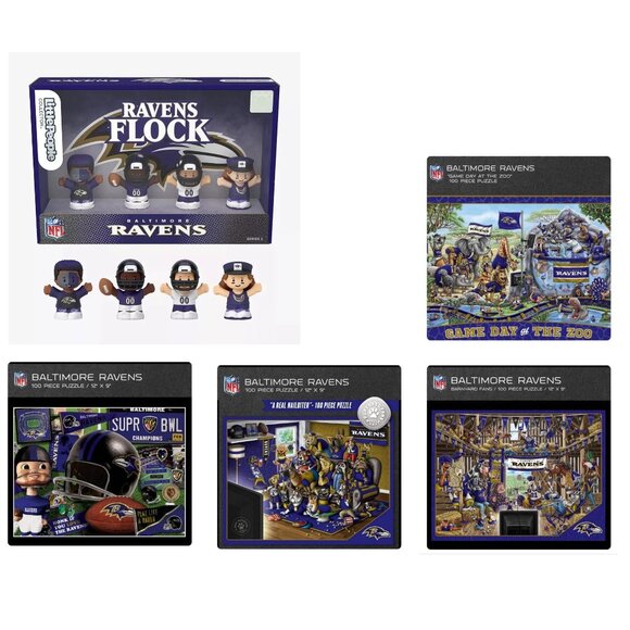 Baltimore Ravens Little People Flock + 4 Puzzles - Picture 1 of 6